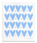 Blue mini heart patterned reusable Swedish dishcloth made from cellulose and cotton by Jangneus
