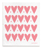Blush pink mini heart patterned reusable Swedish dishcloth made from cellulose and cotton by Jangneus