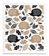 Black and sand hedgehog patterned reusable Swedish dishcloth made from cellulose and cotton by Jangneus