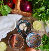 Small handmade Turkish tin bowl with Bahar pattern for serving snacks or keeping jewelry