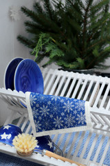Jangneus Swedish dishcloth, Snowflakes Blue, 100% biodegradable. The Sustainable Alternative to Paper Towels reusable for months, highly Absorbent.