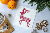 Jangneus Swedish dishcloth, Reindeer Red, 100% biodegradable. The Sustainable Alternative to Paper Towels reusable for months, highly Absorbent.