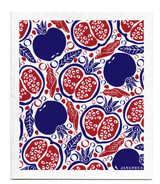 Pomegranate Red patterned reusable Swedish dishcloth made from cellulose and cotton by Jangneus