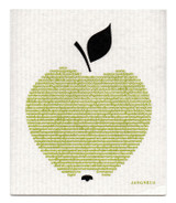 Green apple patterned reusable Swedish dishcloth made from cellulose and cotton by Jangneus