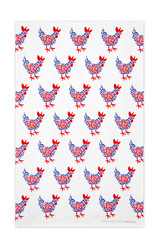 Blue hen patterned Swedish kitchen towel made from natural linen and cotton by Jangneus