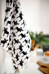 Swedish Kitchen Towels - Moose - Black