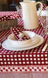 Red check tablecloth from Chamois in Denmark