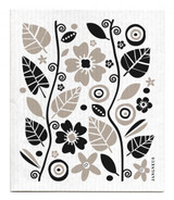 Swedish dishcloth 100% biodegradable 7 by 8 inches, Garden Black design by Jangneus.