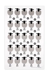 Black Sheep tea towel with two reusable Black Sheep Swedish dishcloths by Jangneus