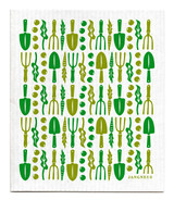 Green gardening themed reusable Swedish dishcloth made from cellulose and cotton by Jangneus