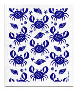 Blue crabs patterned reusable Swedish dishcloth made from cellulose and cotton by Jangneus