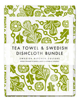 Oak Leaves Tea Towel & 2 Oak Leaves Dishcloths Bundle – Green