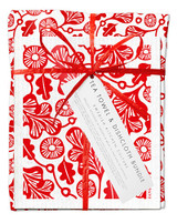 Bundle with 1 tea towel and 2 matching dishcloths oak leaf red