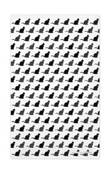 Black cats patterned Scandinavian linen cotton kitchen towel by Jangneus