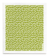 Green mini leaves patterned reusable Swedish dishcloth made from cellulose and cotton by Jangneus