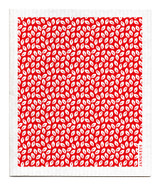 Red mini leaves patterned reusable Swedish dishcloth made from cellulose and cotton by Jangneus