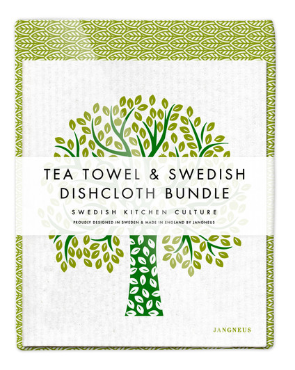 Kitchen Set — Leaves & Trees Green | 1 Tea Towel + 2 Dishcloths