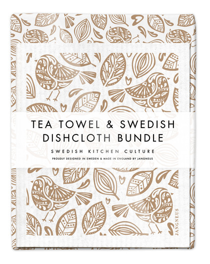 Robins Tea Towel & 2 Robins Dishcloths Bundle – Sand