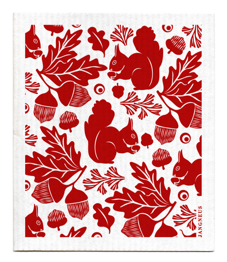 Swedish Dishcloth — Squirrel Burgundy