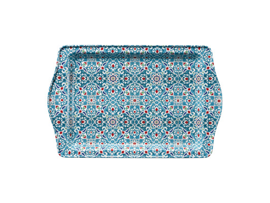 Small food-safe Turkish metal tray featuring the Aysun pattern