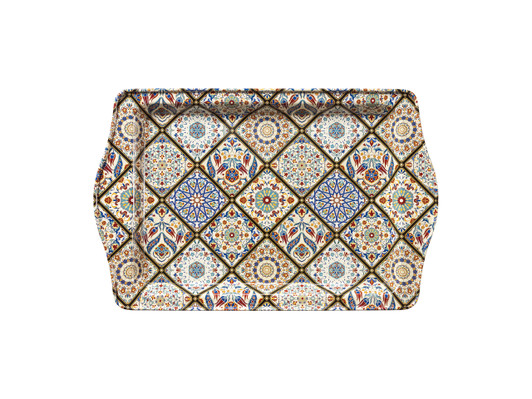 Small food-safe Turkish metal tray featuring the Miray pattern