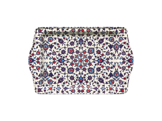 Small food-safe Turkish metal tray featuring the Masal pattern