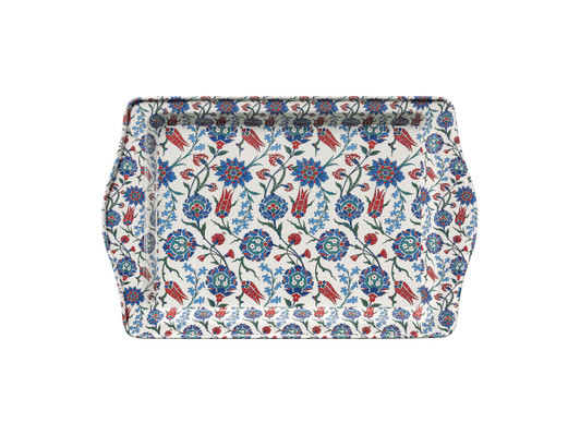 Small food-safe Turkish metal tray featuring the Zehra pattern