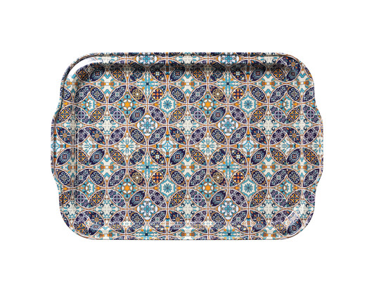 Large food-safe Turkish metal tray featuring the Ada pattern
