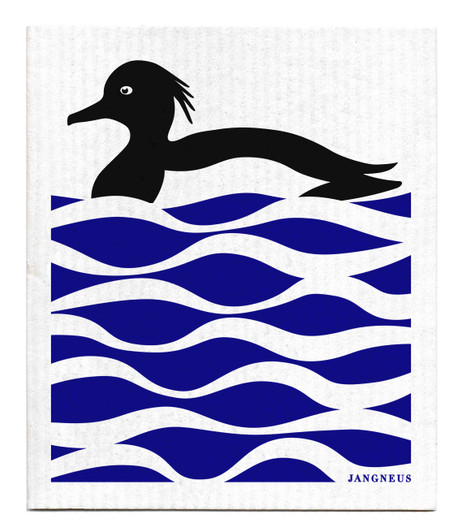 Black duck patterned reusable Swedish dishcloth made from cellulose and cotton by Jangneus