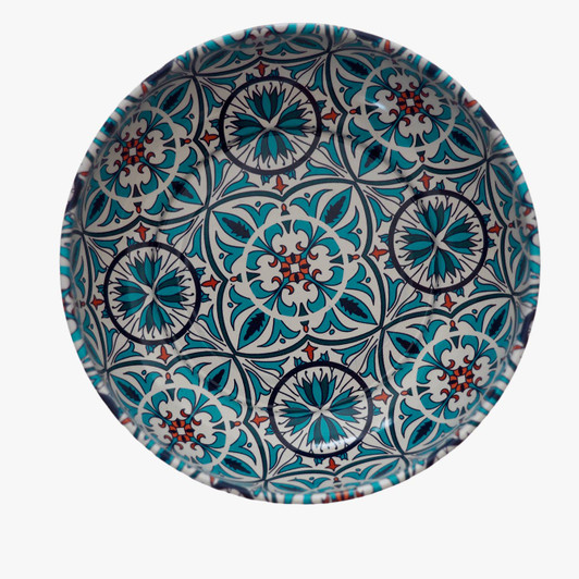 Small handmade Turkish tin bowl with Alara pattern for serving snacks or jewelry