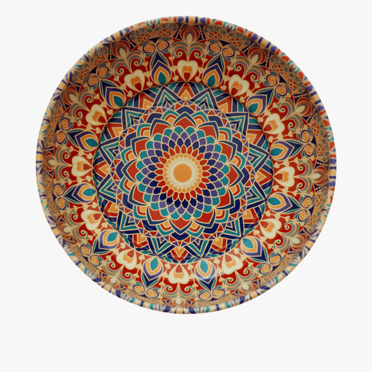 Small handmade Turkish tin bowl with Bahar pattern for serving snacks or jewelry