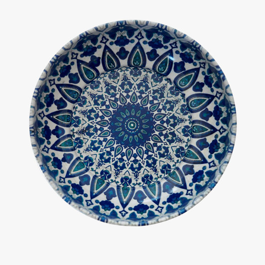 Small handmade Turkish tin bowl with Banu pattern for serving snacks or jewelry