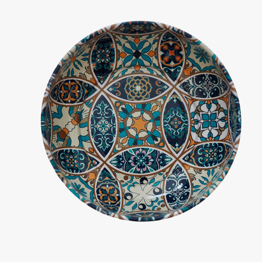 Small handmade Turkish tin bowl with Beyza pattern for serving snacks or jewelry