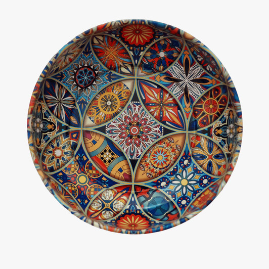 Small handmade Turkish tin bowl with Derya pattern for serving snacks or jewelry