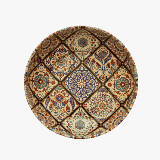 Small handmade Turkish tin bowl with Miray pattern for serving snacks or jewelry