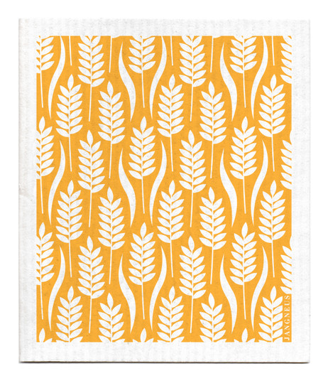 Ochre Harvest patterned reusable Swedish dishcloth made from cellulose and cotton by Jangneus