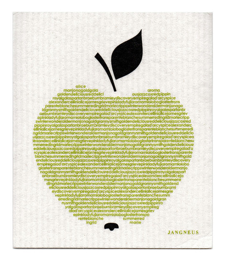 Green apple patterned reusable Swedish dishcloth made from cellulose and cotton by Jangneus