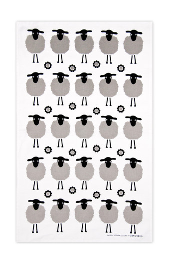 Swedish Kitchen Towel - Sheep Black