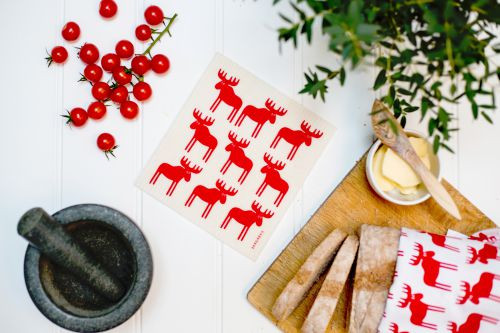 Swedish Dishcloth — Moose Red
