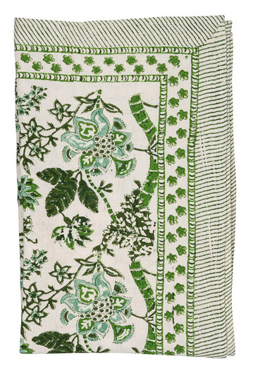 Floral green tablecloth from Chamois in Denmark