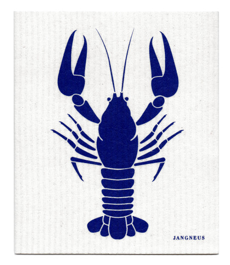 Crayfish patterned reusable Swedish dishcloth made from cellulose and cotton by Jangneus.