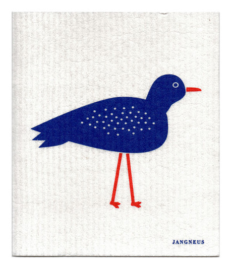 Blue bird patterned reusable Swedish dishcloth made from cellulose and cotton by Jangneus