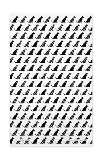 Black dogs patterned Scandinavian linen cotton kitchen towel by Jangneus