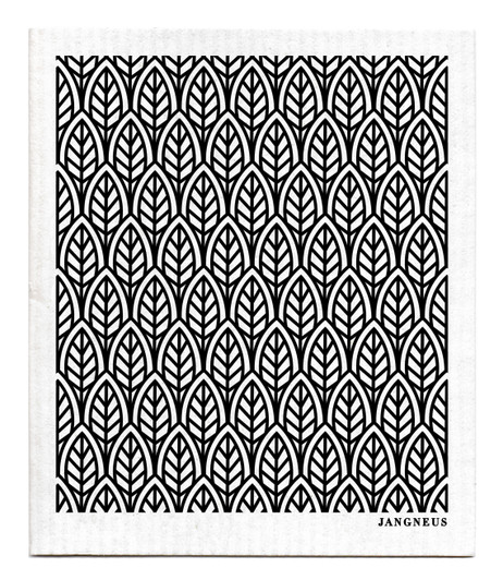 Leaves patterned reusable Swedish dishcloth made from cellulose and cotton by Jangneus