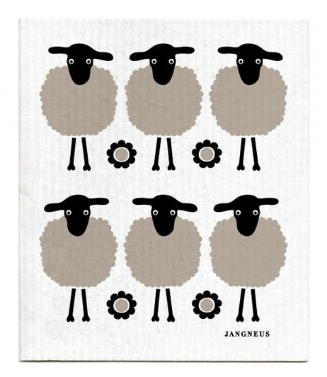 Swedish dishcloth 100% biodegradable 7 by 8 inches, Mini Sheep design by Jangneus.