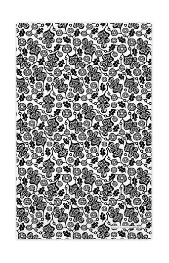 Black oak leaf patterned Scandinavian linen cotton kitchen towel by Jangneus