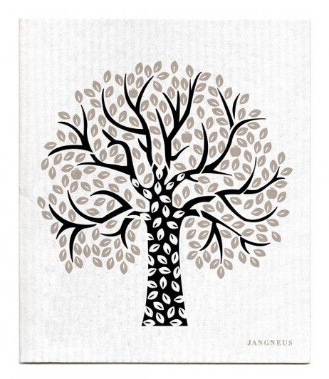 Tree Black design reusable Swedish dishcloth made from cellulose and cotton by Jangneus