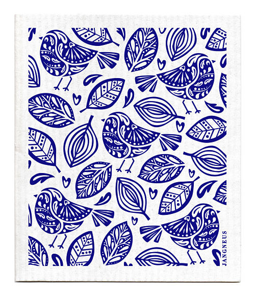 Swedish Dishcloth - Robins - Blue