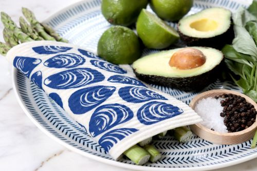 Swedish Dishcloth — Mussels Blue