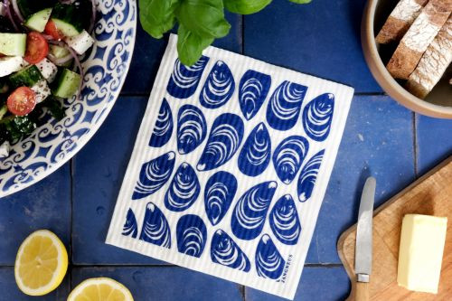 Swedish Dishcloth — Mussels Blue